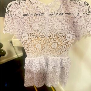 Brand New Self-Portrait Lilac Rose Lace Peplum Mini Dress